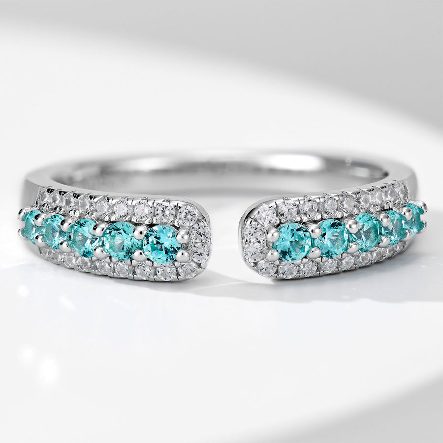 Half Gemstone Open Row Ring | Silver Ring