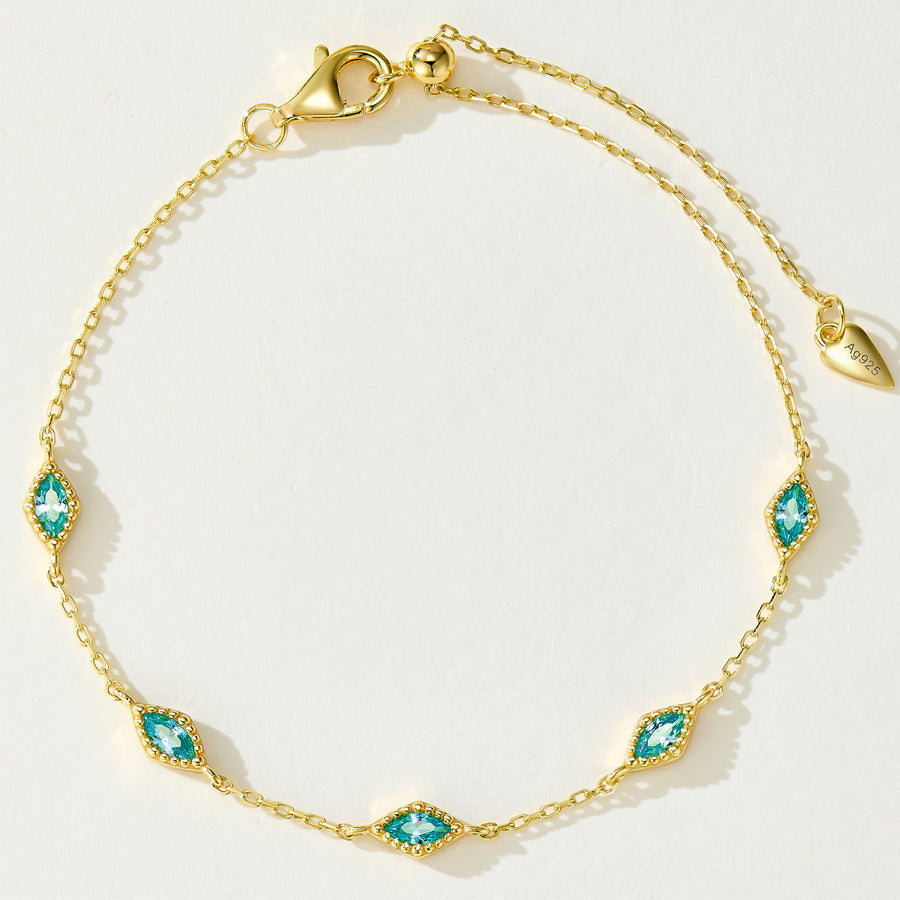 Vintage Beaded Edge Marquise Bracelet | Silver Bracelet
