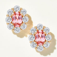 Lab-Grown Padparadscha Oval Stud Earrings | Silver Earrings