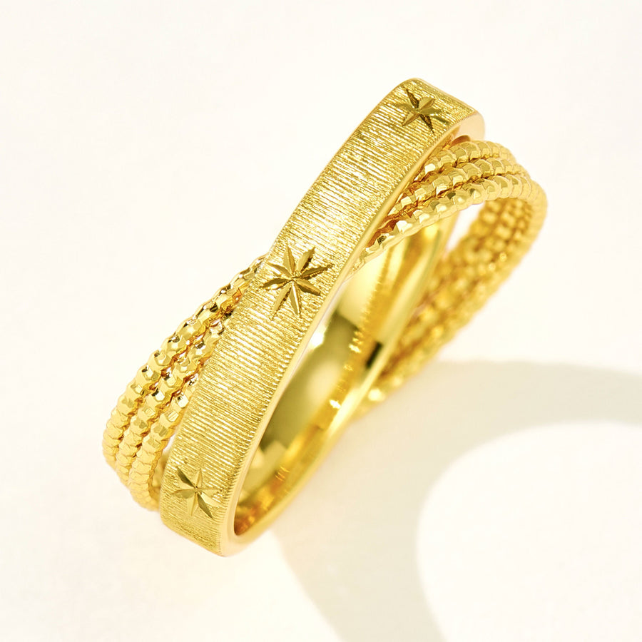 Star Engraved Layered Ring | Silver Ring