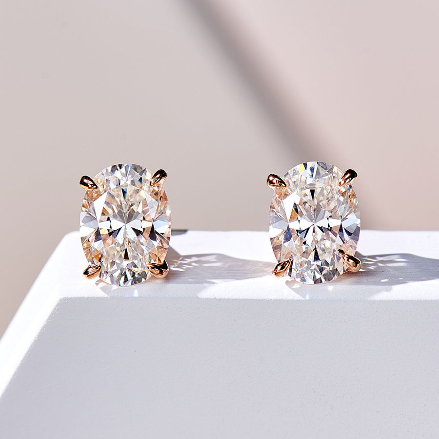 Simple Oval-Shaped Studs | Silver Earrings