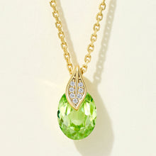 Green Leaf Pear-Cut Necklace | Silver Necklace