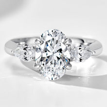Vintage Oval Three-stone Gemstone Ring | Silver Ring