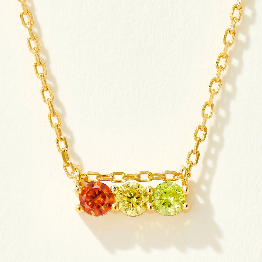 Color Gemstone Balance Beam Necklace | Silver Necklace