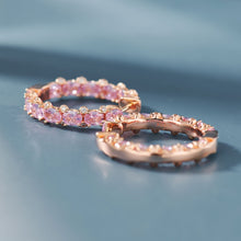 Pink Gemstone Hoops | Silver Earrings