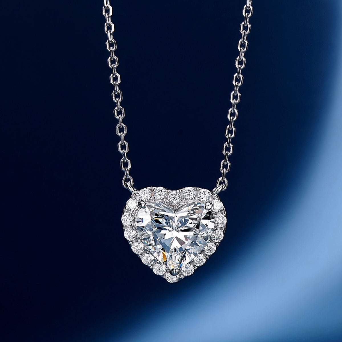 Heart-Shaped Micropavé Pendant | Silver Necklace
