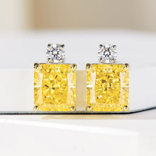 Yellow Cushion-Cut Stud Earrings | Silver Earrings