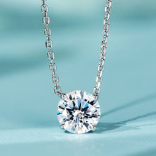 Simple Four-Prong Solitaire Pendant | Silver Necklace