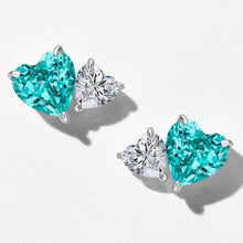 Paraiba Two-Tone Heart Earrings | Silver Earrings