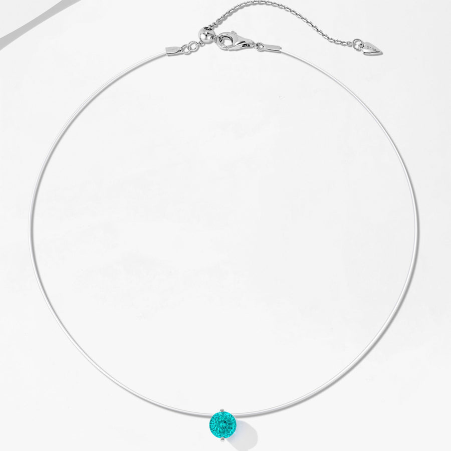 Paraiba Fishing Line Necklace | Silver Necklace