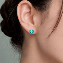 Paraiba Iris Flower Heart Earrings | Silver Earrings