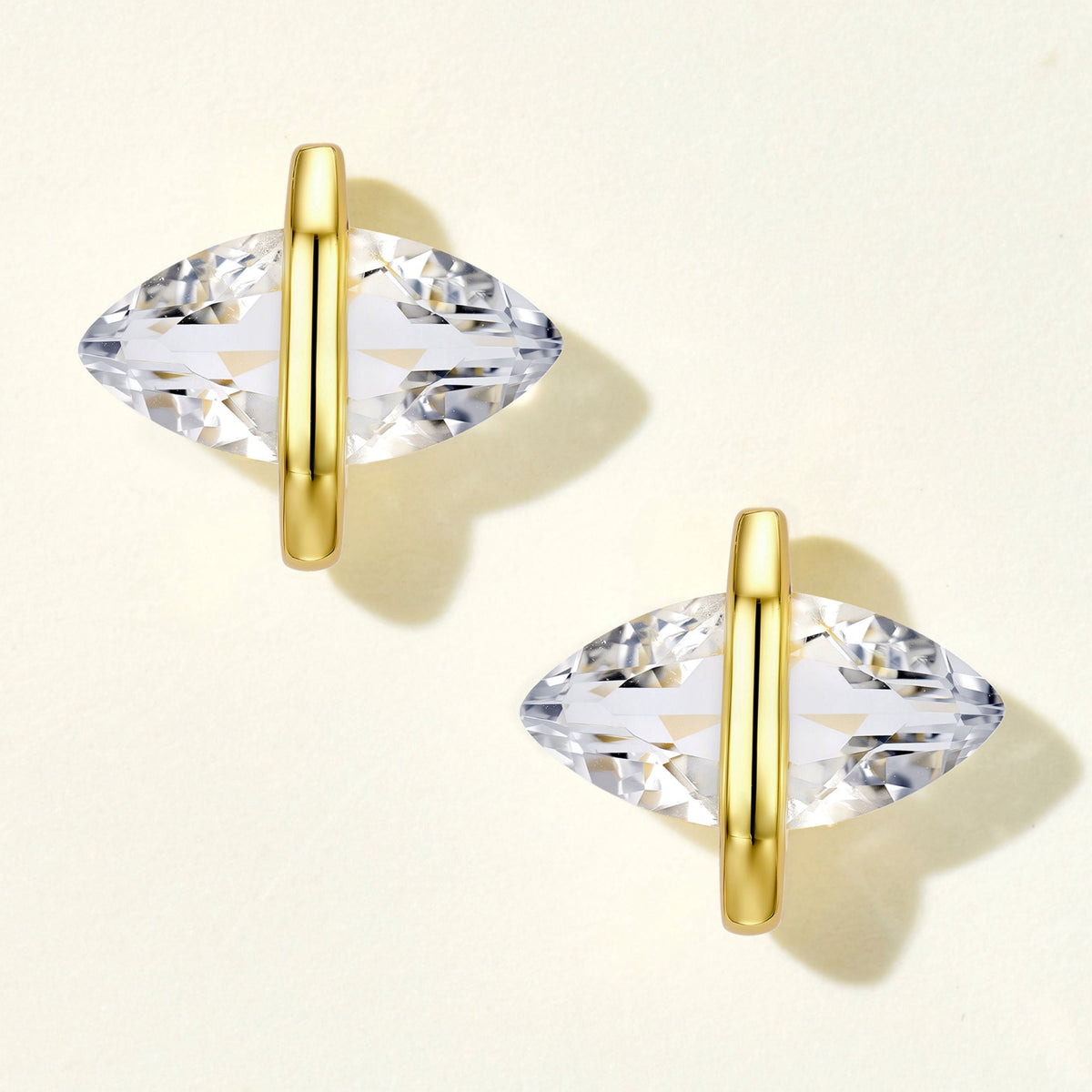 White Crystal Marquise Earrings | Silver Earrings