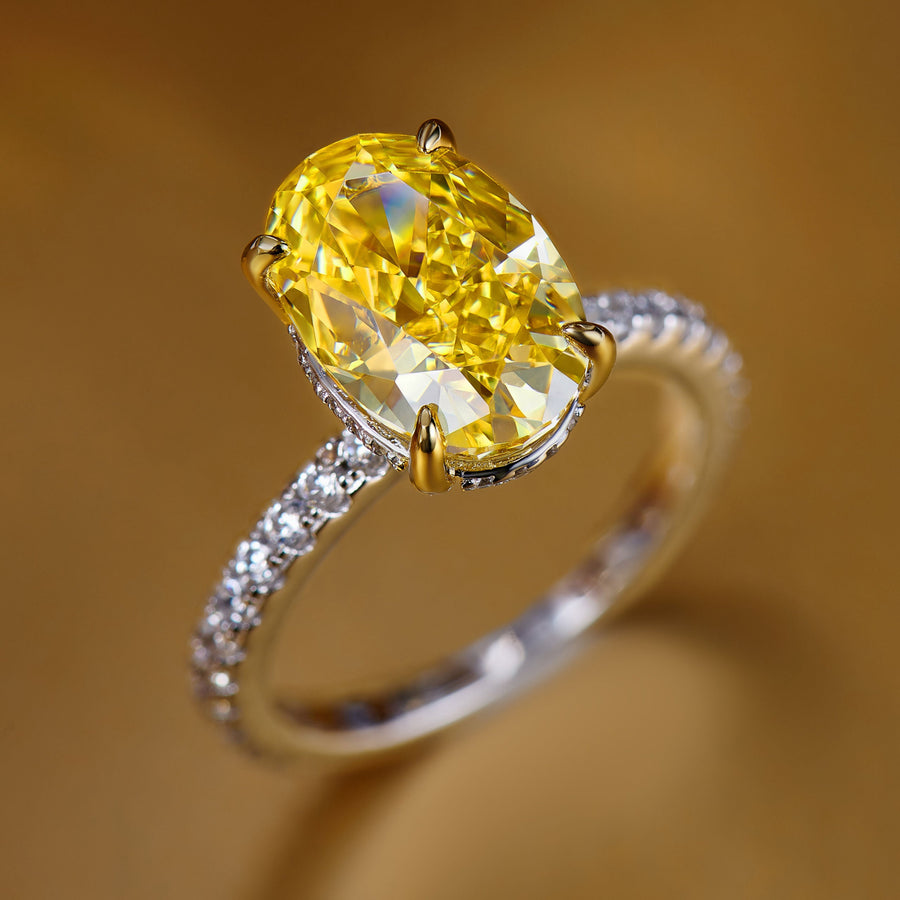 Oval-Cut Yellow Gemstone Ring | Silver Ring