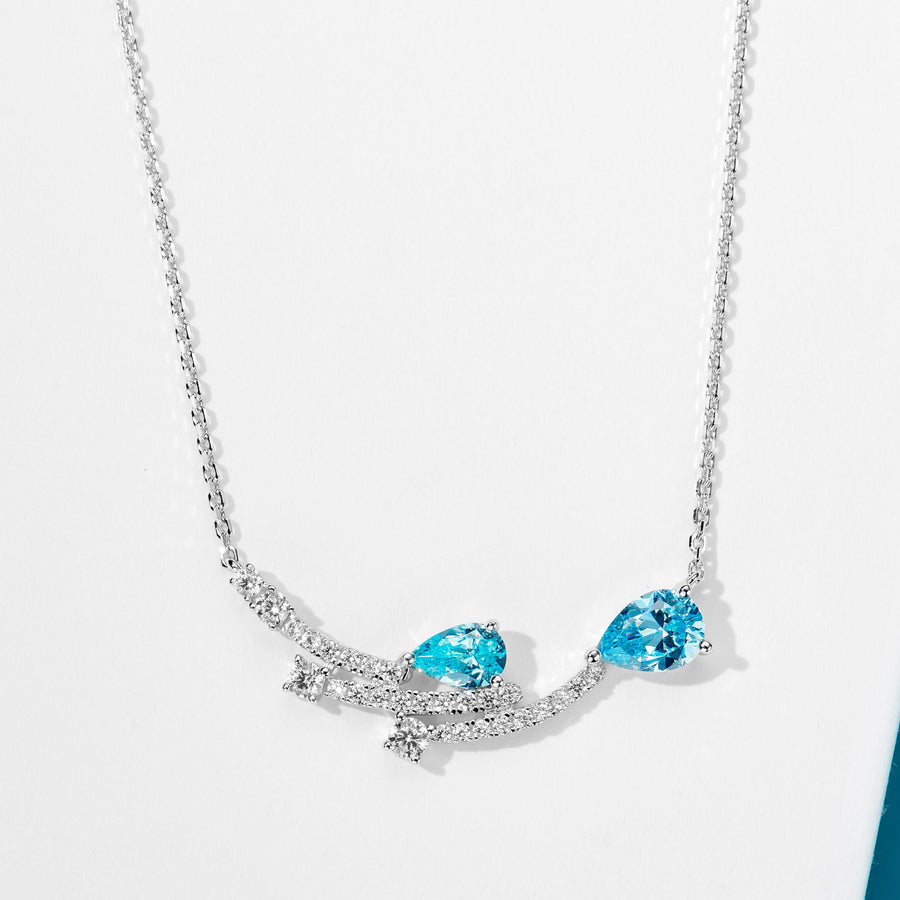 Blue Gemstone Meteor Necklace | Silver Necklace