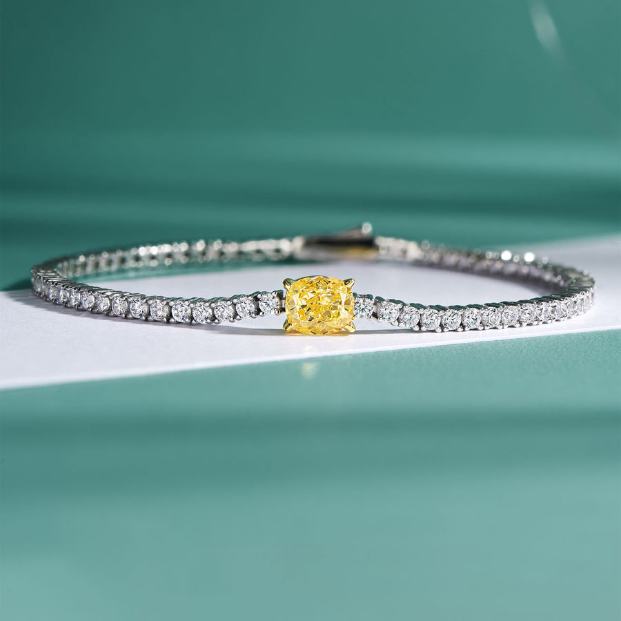 Cushion Cut Yellow Gemstone Bracelet | Silver Bracelet