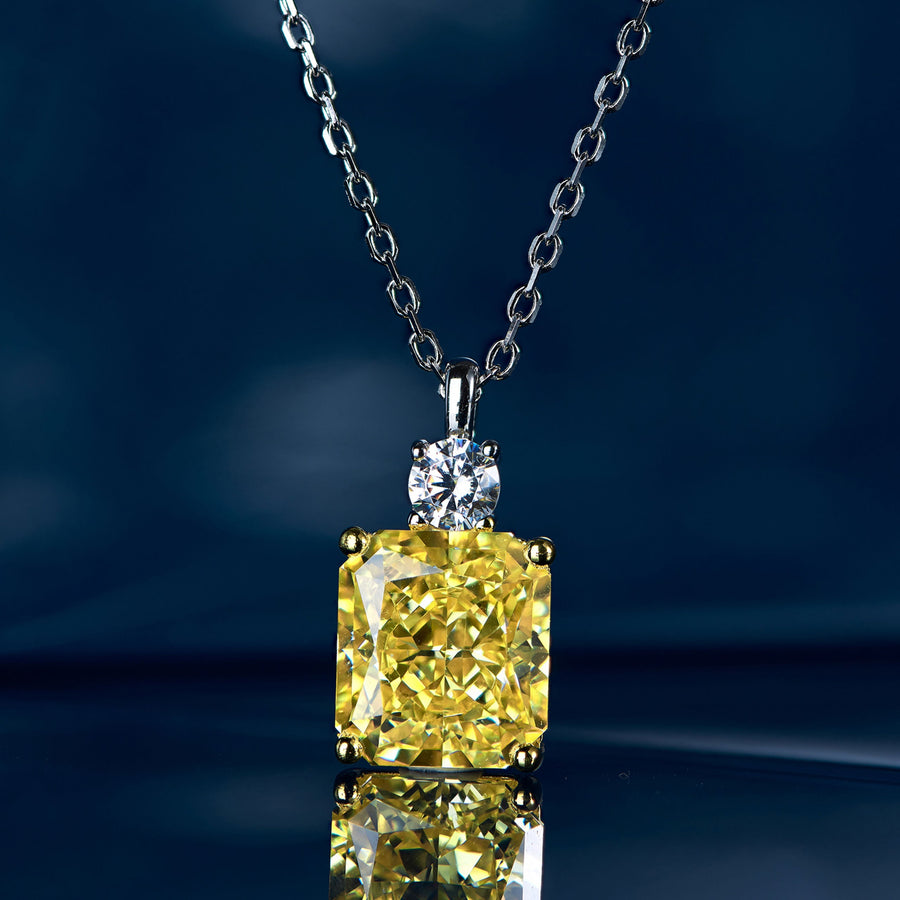 Luxury Yellow Gemstone Pendant | Silver Necklace