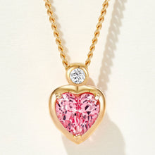 Lab-Grown Padparadscha Bezel Heart Necklace | Silver Necklace