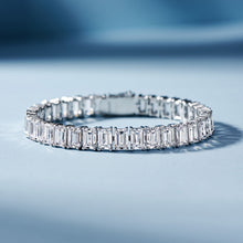 Trendy Emerald-Cut Tennis Bracelet | Silver Bracelet