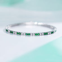 Silver Green & Clear Stone Tennis Bracelet