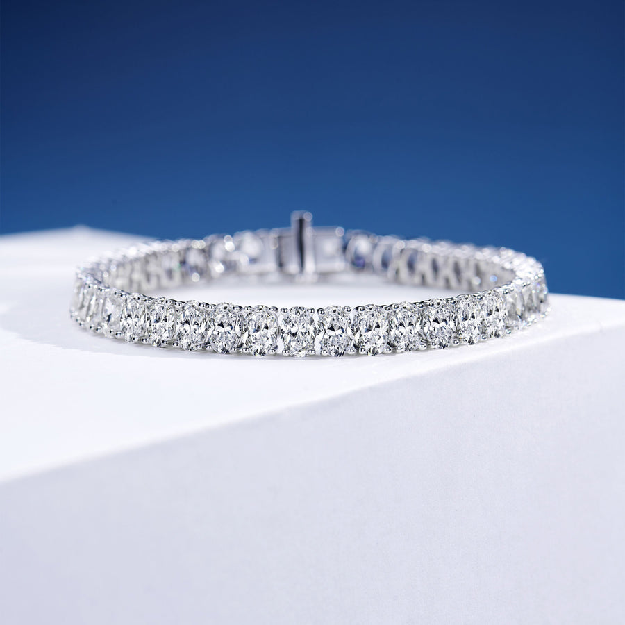 Dazzling Oval-cut Tennis Silver Bracelet