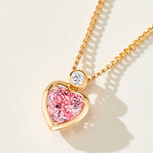 Lab-Grown Padparadscha Bezel Heart Necklace | Silver Necklace