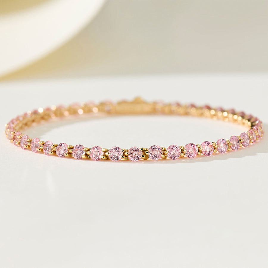Pink Gemstone Three Stone Bracelet | Silver Bracelet
