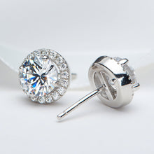 Classic Round Brilliant Halo Stud Earrings | Silver Earrings