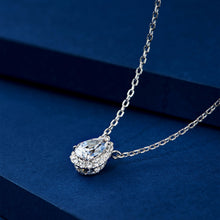 Pear-Cut Halo Pendant | Silver Necklace