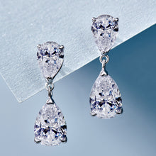 Sparkling Double Pear Cut Stud Earrings | Silver Earrings