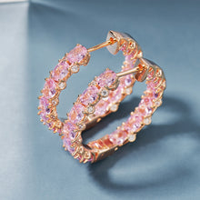 Pink Gemstone Hoops | Silver Earrings