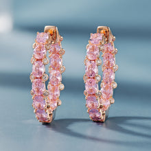 Pink Gemstone Hoops | Silver Earrings