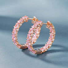 Pink Gemstone Hoops | Silver Earrings
