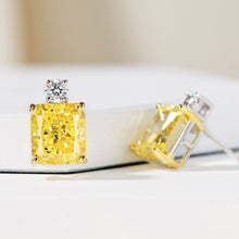 Yellow Cushion-Cut Stud Earrings | Silver Earrings