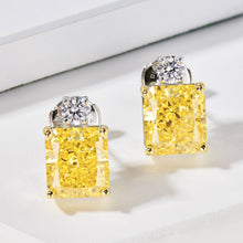 Yellow Cushion-Cut Stud Earrings | Silver Earrings