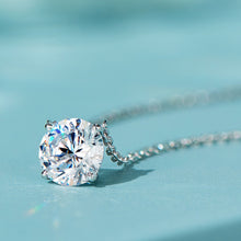 Simple Four-Prong Solitaire Pendant | Silver Necklace