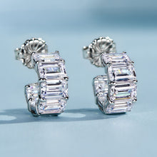 Emerald Cut Zirconia Stud Earrings | Silver Earrings