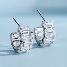 Emerald Cut Zirconia Stud Earrings | Silver Earrings