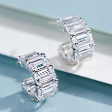 Emerald Cut Zirconia Stud Earrings | Silver Earrings