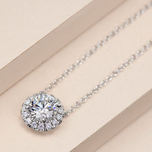 Round Brilliant Stone Halo Pendant | Silver Necklace