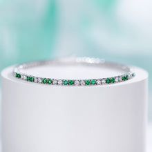 Silver Green & Clear Stone Tennis Bracelet