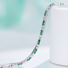 Silver Green & Clear Stone Tennis Bracelet