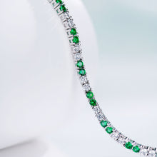 Silver Green & Clear Stone Tennis Bracelet