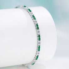Silver Green & Clear Stone Tennis Bracelet