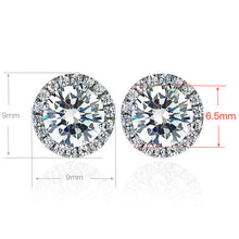 Classic Round Brilliant Halo Stud Earrings | Silver Earrings