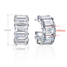 Emerald Cut Zirconia Stud Earrings | Silver Earrings