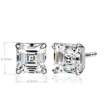 Minimalist Asscher Cut Stud Earrings | Silver Earrings