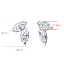 Marquise Cut Leaf Stud Earrings | Silver Earrings