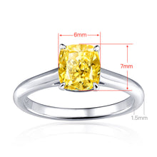 Cushion Cut Yellow Gemstone Ring | Silver Ring
