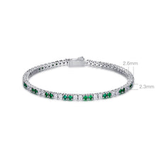 Silver Green & Clear Stone Tennis Bracelet