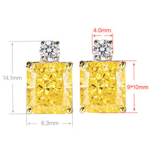 Yellow Cushion-Cut Stud Earrings | Silver Earrings